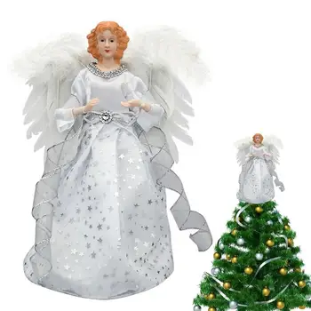 Ангел на рождественской елке Легкий Ангел с крыльями из перьев на рождественской елке Украшение для рождественской елки в помещении Офиса
