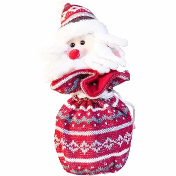 Рождественская плюшевая кукла Мешочек для конфет на шнурке Прекрасный интересный мешочек для конфет для стола Книжной полки декора камина