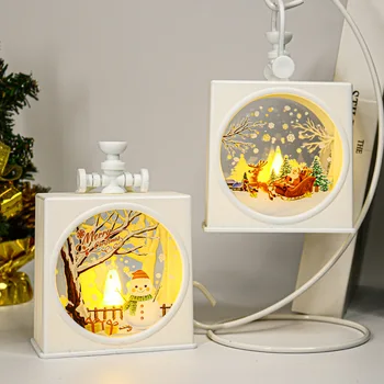 Рождественский настольный фонарь, электронная свеча, светодиодный ветряной фонарь, украшения, Подвеска в виде Рождественской елки для украшения дома и комнаты