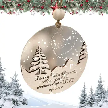 Рождественские украшения Иисуса, круглая деревянная вывеска с рисунком Рождественской елки и подвеской в виде религиозного дерева в виде рождественской сцены в фермерском доме