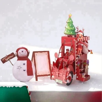 3D всплывающие открытки с Санта-Клаусом, Поздравительные открытки на Рождество, приглашения на вечеринку, подарки, Новогодняя открытка, Юбилейные подарки, открытка