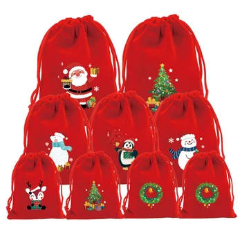 13x18cm Красное Рождество бархат сумки шнурок мешок конфеты подарок сумка серьги ожерелье браслет ювелирных изделий упаковка сумки