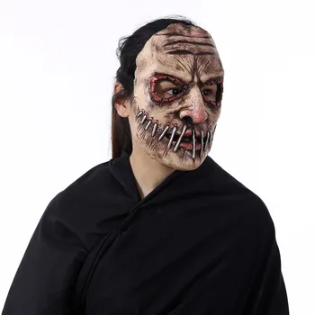 Маска ужаса на Хэллоуин, Гримаса на половину лица, Зомби, Косплей, Страшная маска для мужчин, Латексная маска с черепом, Маскарадный костюм, реквизит