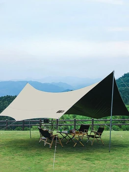 Палатка для пикника с серебристым покрытием для защиты от ветра и солнца, шестиугольный тент с бабочкой