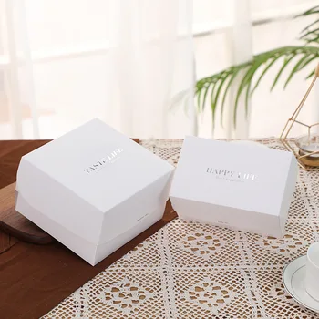Белые картонные коробки для тортов, пирожных, печенья, кексов, день рождения, Рождество, 100 шт./лот