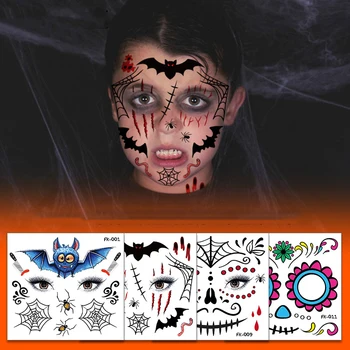 3 шт., хит продаж, наклейки для детского лица на Хэллоуин, наклейки для вечеринки, наклейки для лица, рук, тела, наклейки Decorationtattoo, наклейки для макияжа, наклейки для татуировки