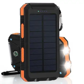 Мощный мобильный солнечный мигающий чехол с двойным компасом, зарядное устройство для быстрой зарядки внешней панели телефона, чехол для банковской коробки с подсветкой