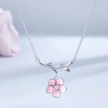 FoYuan Серебристого цвета Простое и элегантное ожерелье из цветов Сен Женская корейская версия Модные розовые украшения с милой кисточкой