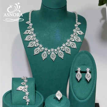 ASNORA Luxury AAA Cubic Zirconia Bridal 4PCS Jewelry Set Новые Модные Женские Аксессуары для Свадебной вечеринки X401