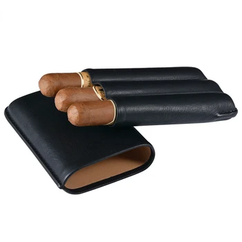 Кожаный чехол для сигар, портативный увлажняющий кожаный чехол для 3 сигар