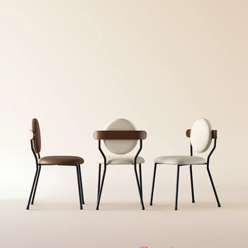 Обеденный стул в кремовом стиле Ins, Кухонный Дизайнерский стул для дома, Минималистичный дизайн, Кованая спинка, Мебель Cadeiras WKDC