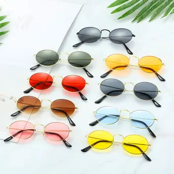 Овальные солнцезащитные очки в золотой серебряной оправе Retro Festival 400UV, Градиентные зеркальные очки