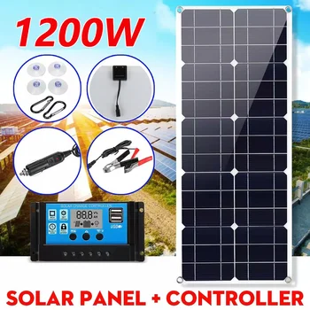 1200 Вт Гибкая Солнечная Панель Комплект 18 В Монокристаллические Солнечные Элементы Зарядное Устройство для Наружного Кемпинга Яхта Дом На Колесах Автомобиль RV Лодка
