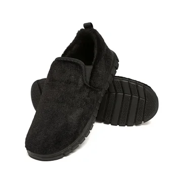 Fujeak / Зимняя хлопчатобумажная обувь из искусственного меха, мужская обувь для ходьбы, сверхлегкие удобные нескользящие туфли на плоской подошве, уличная повседневная обувь, модные кроссовки