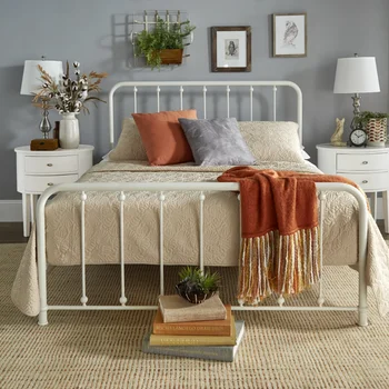 Двуспальная кровать Weston Home Montgomery Spindle на металлической платформе, белый