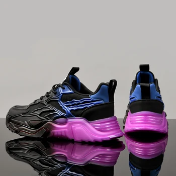 Мужские кроссовки Дышащие амортизирующие градиентные кроссовки Повседневная обувь для бега на толстой подошве Удобные теннисные кроссовки