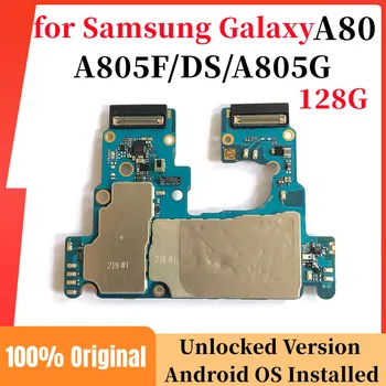 Оригинал для Samsung Galaxy A80 Материнская плата Разблокирована SM-A805F SM-A805G Материнская плата Android OS Установить Полную панель Чипов Логическая плата