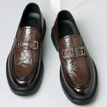 Американская мужская повседневная обувь Удобные Модные Роскошные лоферы Мужская кожаная обувь Увеличивающие рост Мокасины Бобы Обувь для вождения