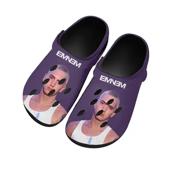 Популярные домашние сабо в стиле хип-хоп рэпера Эминема, водонепроницаемая обувь на заказ, мужская женская обувь для подростков, дышащие пляжные тапочки с дырками