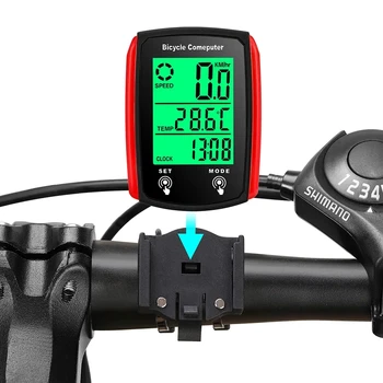 Проводной Измеритель скорости Велосипедного компьютера, Водонепроницаемый Счетчик велосипедных километров, Температурный дисплей, Подставка для велосипедного Одометра