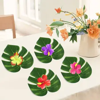 Имитация листьев, яркие искусственные листья для декора домашней вечеринки, реалистичный реквизит из листьев, пальмовые листья для гавайских