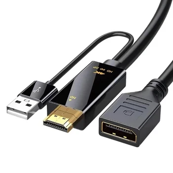 Кабель для преобразования HDMIcompatible 4K60Hz в DisplayPort с питанием от USB, Супер Стабильный разъем для преобразования видео DP1.2