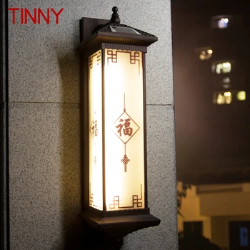 Жестяной Наружный Солнечный настенный светильник Креативный Китайский светильник-бра LED Водонепроницаемый IP65 для домашнего двора, крыльца виллы
