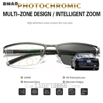 Солнцезащитные фотохромные очки для чтения с переходом, мужские очки для чтения с синим светом, Прогрессивные очки с регулируемым зрением, очки с диоптриями 1,5