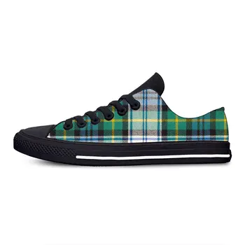 Модная повседневная тканевая обувь в шотландскую клетку Gordon, стильная шотландская обувь Stewart, мужские и женские кроссовки, классические кроссовки для настила с низким берцем