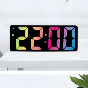 Цветной шрифт, светодиодный будильник, международные Горячие часы, прикроватные часы, Большой экран, Электронные часы с крупным шрифтом