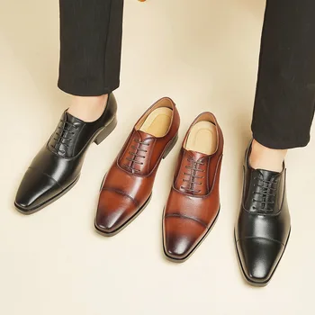 Большие размеры 39-47, высококачественные итальянские оксфордские туфли для мужчин, роскошные свадебные туфли из натуральной кожи, классические модельные туфли с квадратным носком.