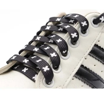 60-180 см Оригинальность, черно-белая печать, символ X, шнурки для обуви, 8 мм, мужские и женские кроссовки 2 цвета, парусиновые шнуры, широкие веревки,