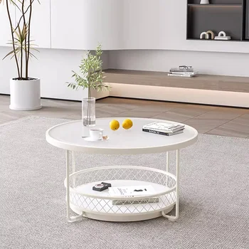 Круглые белые журнальные столики в скандинавском стиле, современный дизайн, роскошные журнальные столики для хранения, компактная мебель для гостиной Kaffee Tische