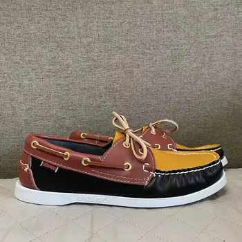 Мужская аутентичная обувь Sebago для доков - кожаные туфли-лодочки премиум-класса со шнуровкой и круглым носком AC050