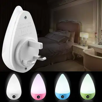 Розовый светодиодный ночник с интеллектуальным светочувствением, энергосберегающий ночник в форме капли, прикроватный светильник для защиты глаз в спальне