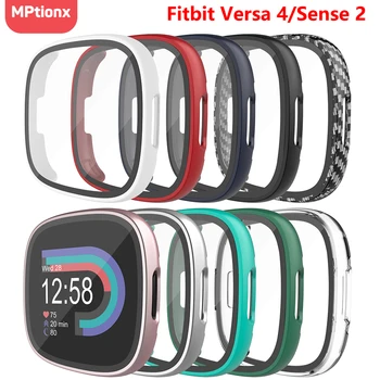 Защитная пленка для экрана для Fitbit Versa 4/ Sense 2, жесткий ПК, защитный корпус из закаленного стекла HD, универсальное полное покрытие, корпус бампера