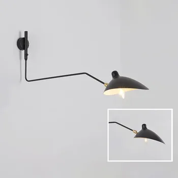 Настенные светильники-бра с регулируемым креплением на стену черного цвета для прикроватной тумбочки в столовой дома