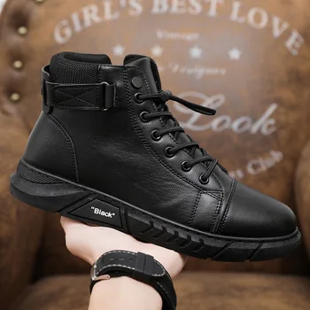 Черная мужская повседневная обувь; Новые мужские ботинки; Сезон Осень 2023; Комфортная мужская обувь для вождения на открытом воздухе; Zapatos Para Hombres; Модная мужская обувь;