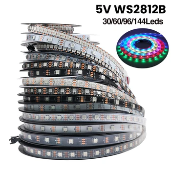 DC 5V WS2812B RGB Светодиодная Лента С Индивидуальным Адресом Смарт-Пикселей 30 60 96 144 Led IP30 67 Гибкая Лента Веревка Волшебный Свет