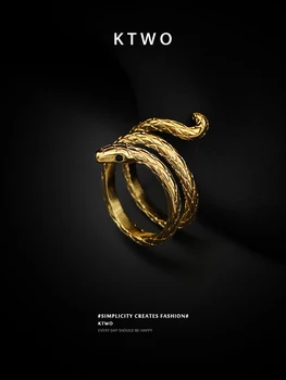 Роскошное модное кольцо French light с подчеркнутым индивидуальным дизайном, покрытое змеевидным кольцом на указательный палец из 18-каратного золота