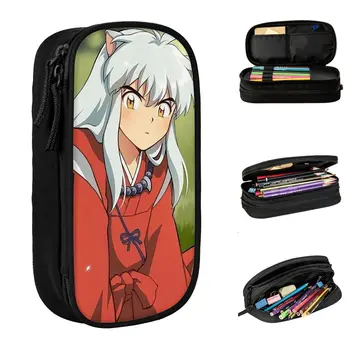 Пенал Inuyasha Anime Kawaii Коробка для ручек, сумки для карандашей, студенческие пеналы для хранения школьных принадлежностей, пеналы на молнии