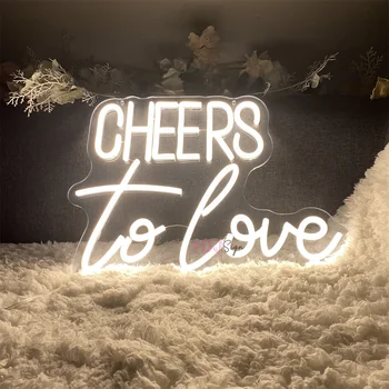 Светодиодная неоновая вывеска Cheer To Love Пользовательские светодиодные ночные огни Вывеска USB для свадебного украшения Неоновые лампы Декор стен комнаты