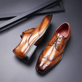 Мужские оксфорды Hanmade из натуральной кожи, классические мужские модельные туфли с перфорацией типа 