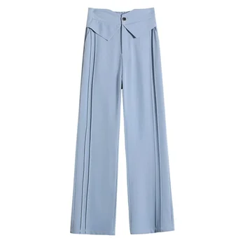 Женская одежда y2k с широкими штанинами в мелкую версию, дизайнерские брюки, женские брюки для девочек в мелкую полоску