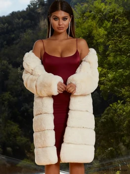 2023 Новое стильное женское зимнее пальто, хлопковое пальто, толстое длинное пальто, модное роскошное плюшевое пальто с лисьим мехом, женская ветровка