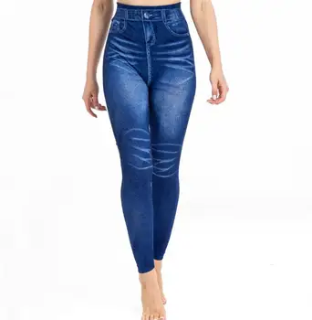 Стрейчевые брюки-карандаш 2023, новая мода, высокая талия, плиссированные женские джинсовые леггинсы с имитацией принта для поездок на работу
