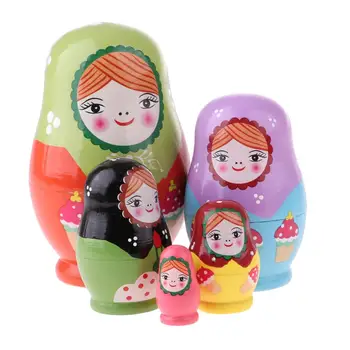 5шт Расписных ледяных деревянных русских матрешек Matryoshka Toys Craft