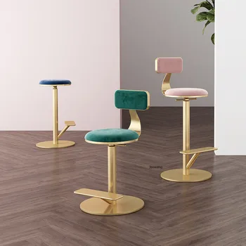 Барный стул Nordic Furniture, Дизайнерский высокий стул, Вращающиеся барные стулья для дома, Подъемный табурет из кованого железа, Минималистичные табуреты с высокими ножками