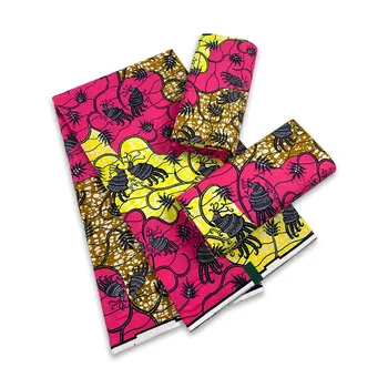 Самая популярная мягкая ткань с восковым принтом в африканском стиле, 100% хлопок, ткань с принтом Анкара Пагне, 6 ярдов для женского платья YG604-1