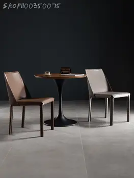 Обеденный стул с кожаным седлом, Легкий Роскошный дом, современное кафе, стул для переговоров, письменный стол, Итальянская мягкая сумка, гостиничный стул